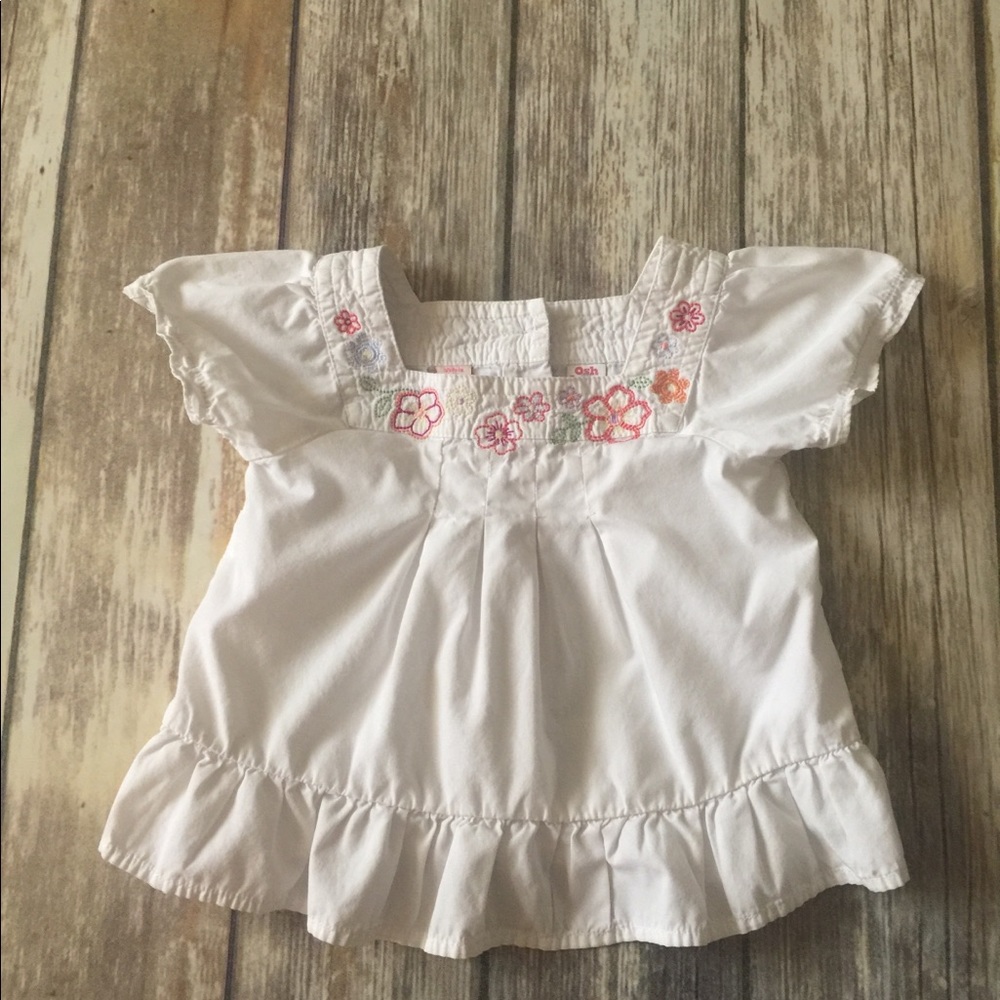 Girls 18 Months White w/ Flowers Osh Kosh Top
